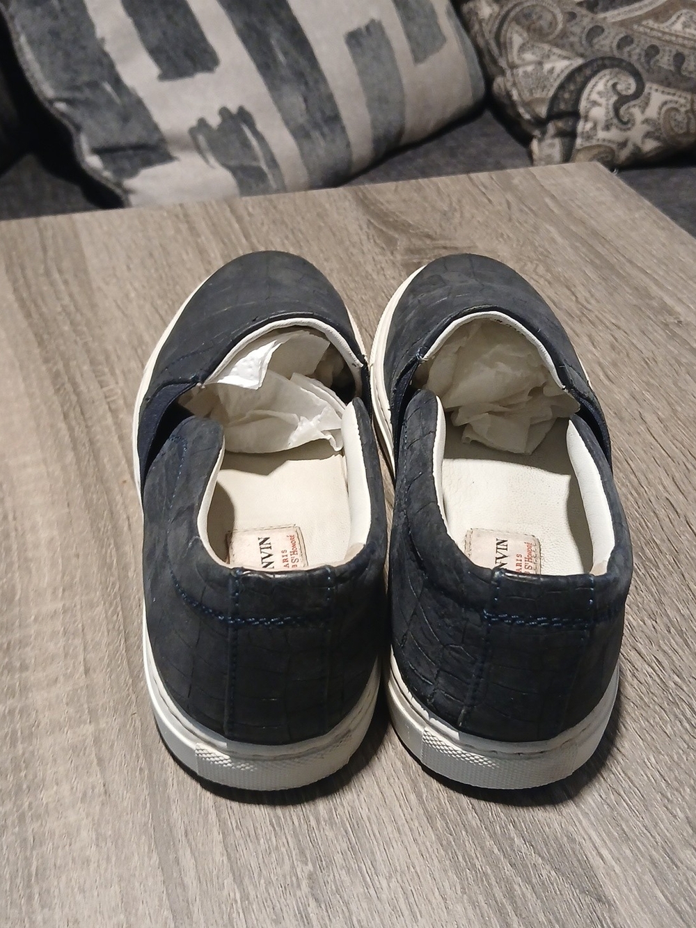Lanvin Navy Blue Croc-Embossed Suede Slip-On Skate Sneakers - Size EU 38 - Picture 11 of 13